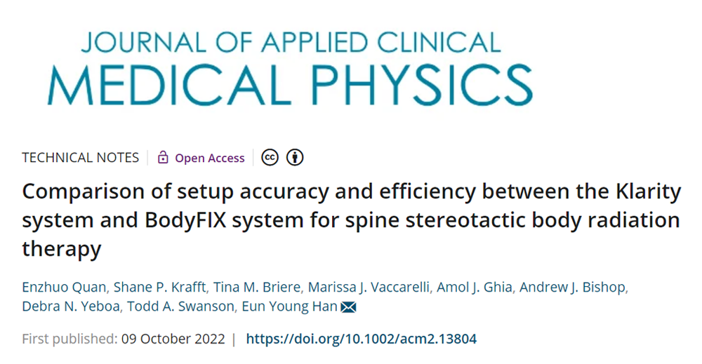 1. Klarity SBRT固定系统与BodyFIX在脊柱肿瘤SBRT放疗中的摆位精度和效率对比研究.png